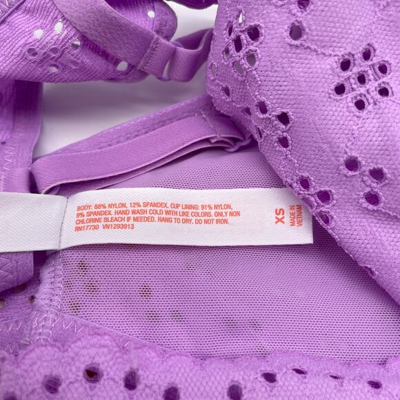 Colsie Women's Eyelet Bralette Unpadded Adjustable Straps Purple Size XS - Picture 5 of 5